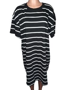 Time And Tru T-Shirt Dress Black White Striped Women's Size XXL